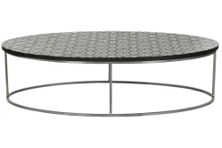 Mesa de Centro Rectangular de Taracea de Hueso y Metal MB-217977