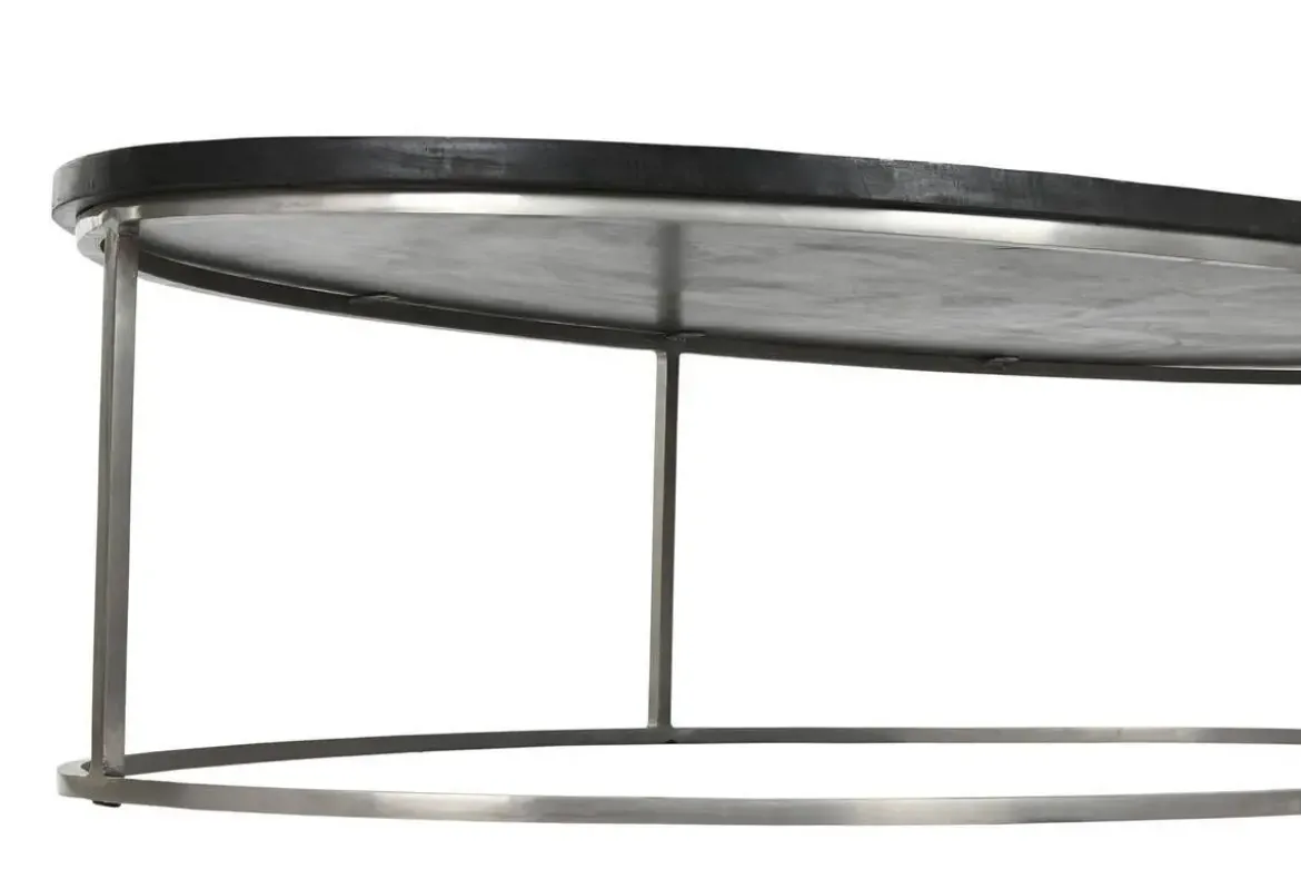 Mesa de Centro Rectangular de Taracea de Hueso y Metal MB-217977