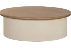 Mesa de Centro Rectangular en MDF y Madera de Abeto Crema MB-227612
