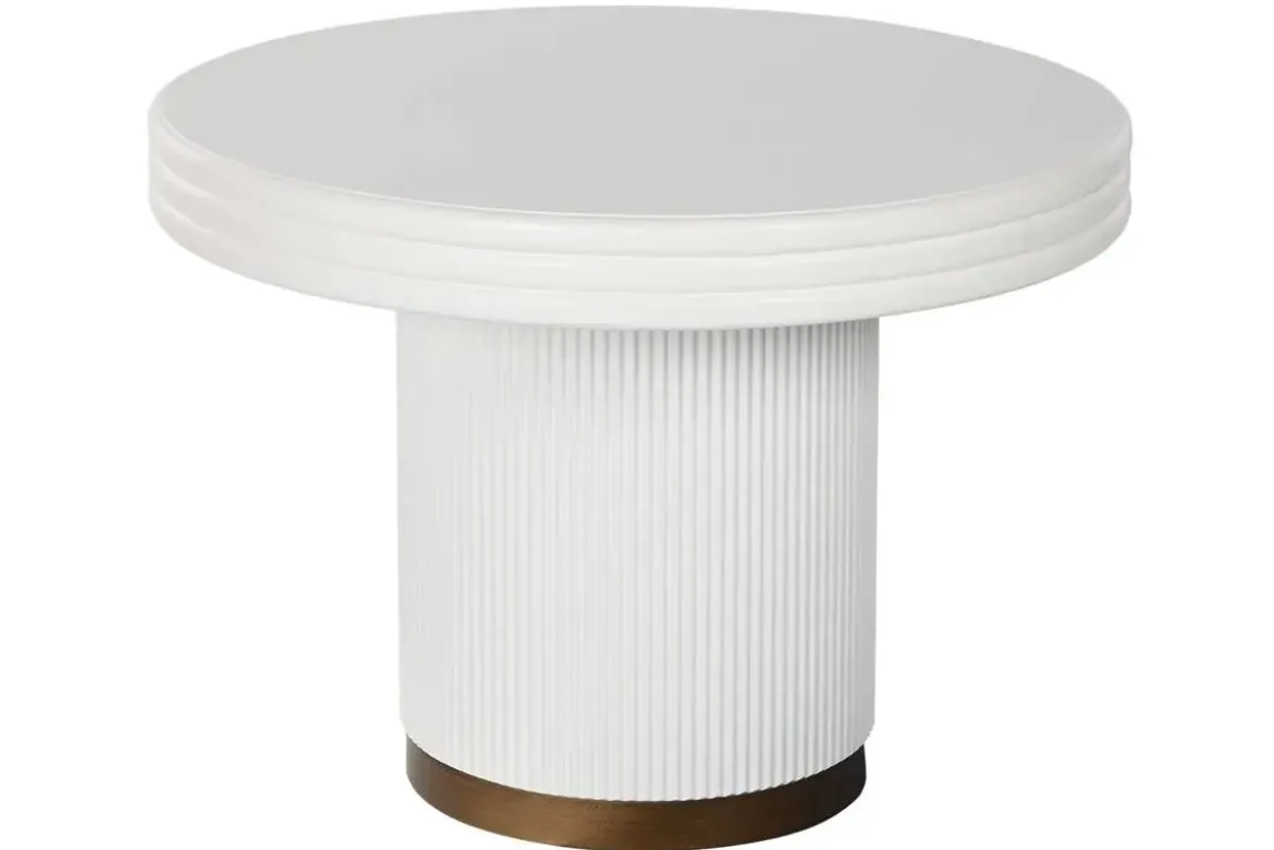 Mesa de Centro Redonda Blanca de Madera MDF MB-216606