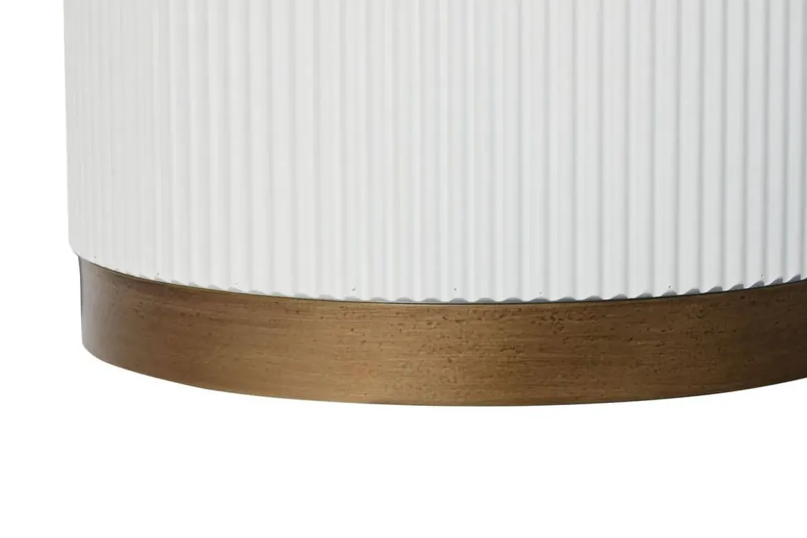 Mesa de Centro Redonda Blanca de Madera MDF MB-216606