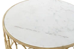 Mesa de Centro Redonda de Hierro y Mármol Dorado MB-182322