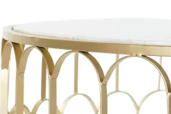Mesa de Centro Redonda de Hierro y Mármol Dorado MB-182322