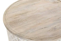 Mesa de Centro Redonda de Madera de Mango Natural MB-199887
