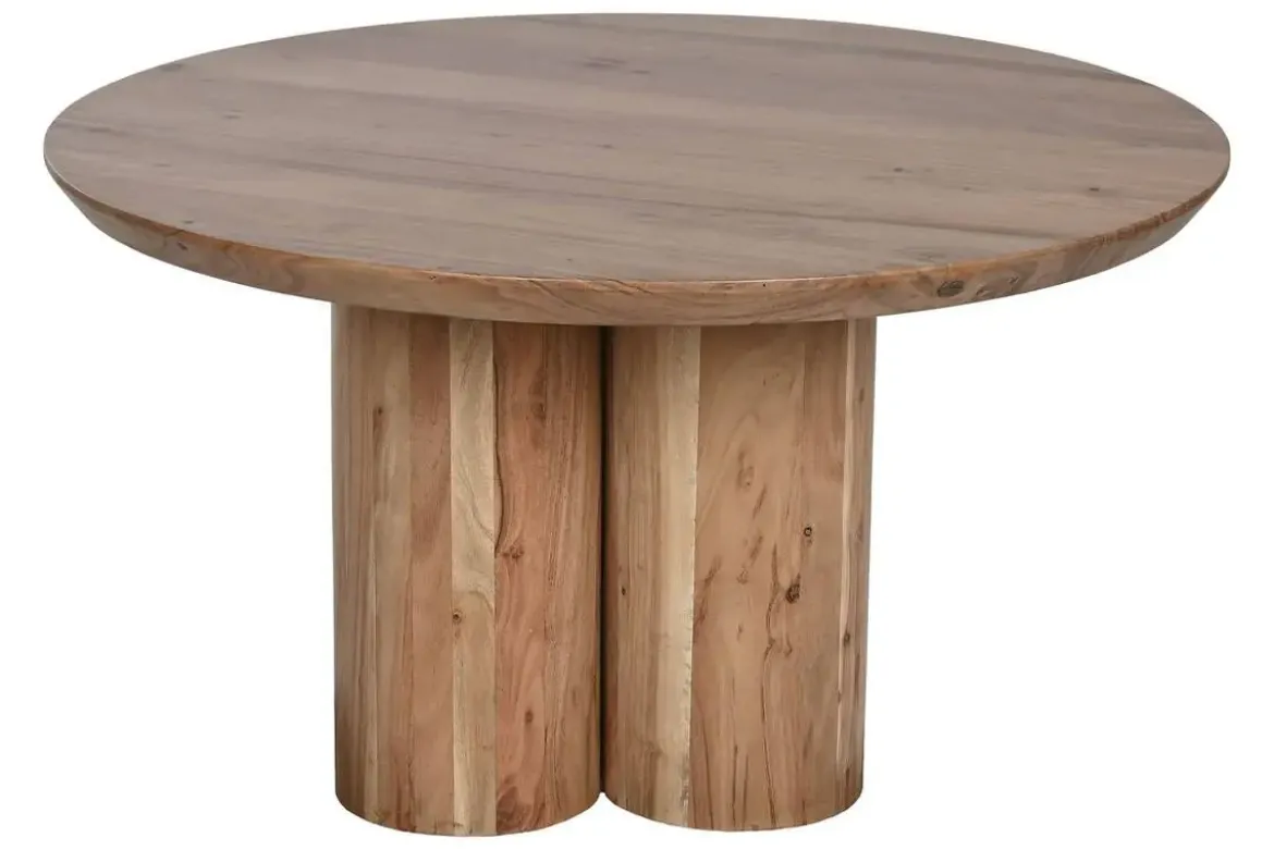 Mesa de Centro Redonda de Madera de Acacia Natural MB-212657