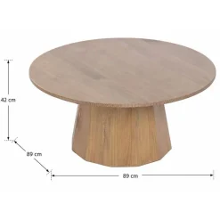 Mesa de Centro Redonda de Madera de Abeto 89 cm MB-230873