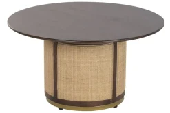 Mesa de Centro Redonda de Madera de Mango Marrón Oscuro MB-222843