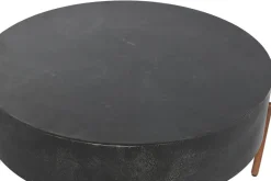 Mesa de Centro Redonda de Madera de Mango Negra MB-205747