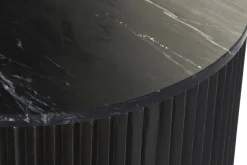 Mesa de Centro Redonda de Metal y Mármol Negro MB-201495