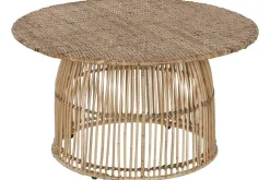 Mesa de Centro Redonda de Ratán Natural con Estructura de Acero MB-215355
