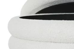Mesa de Centro Redonda Tapizada con Baúl en Poliéster Blanco MB-217366