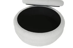 Mesa de Centro Redonda Tapizada con Baúl en Poliéster Blanco MB-217366