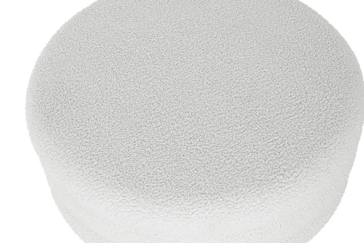 Mesa de Centro Redonda Tapizada con Baúl en Poliéster Blanco MB-217366