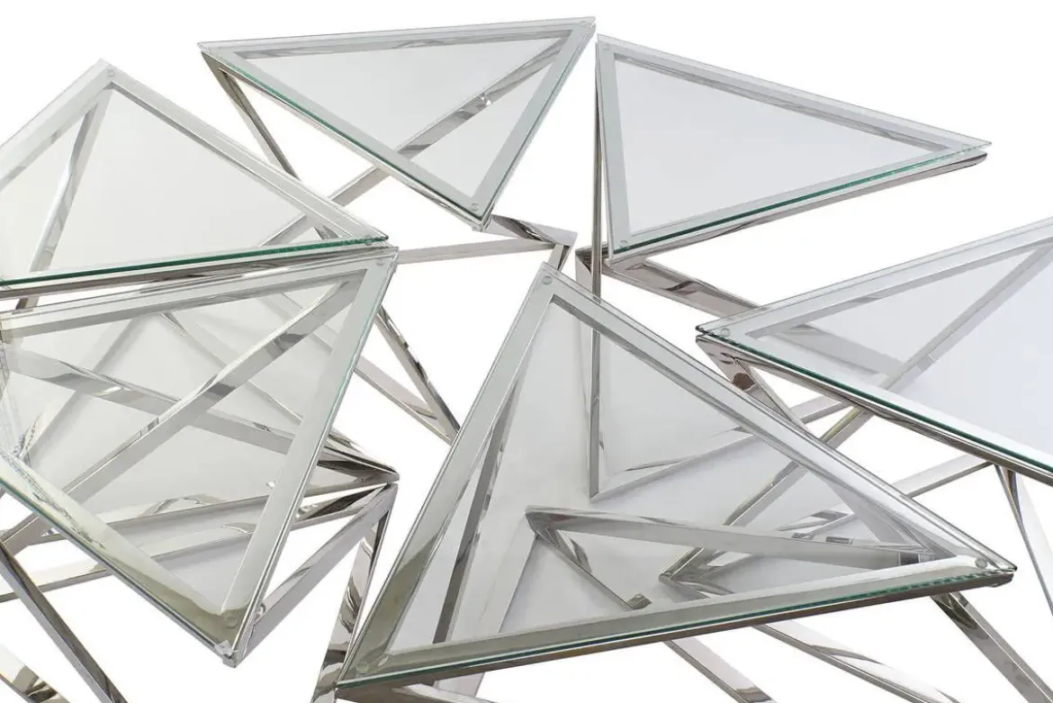 Mesa de Centro Set 6 de Acero y Cristal 137,5 cm MB-182525