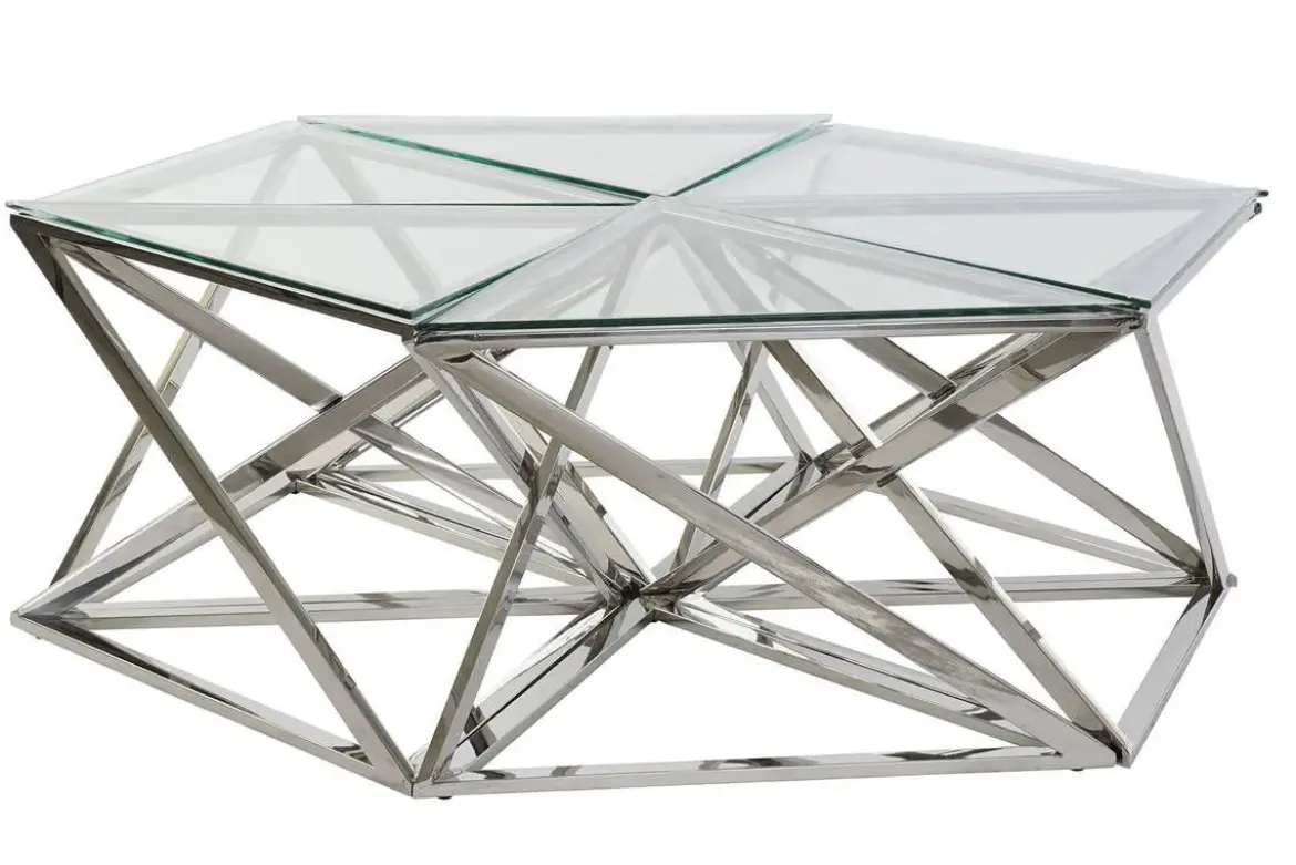 Mesa de Centro Set 6 de Acero y Cristal 137,5 cm MB-182525