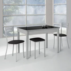Mesa de Cocina Aluminio con Tablero de Cristal CIGALES 156