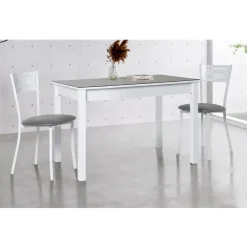 Mesa de Cocina Blanca con Tablero de Cristal CIGALES 156