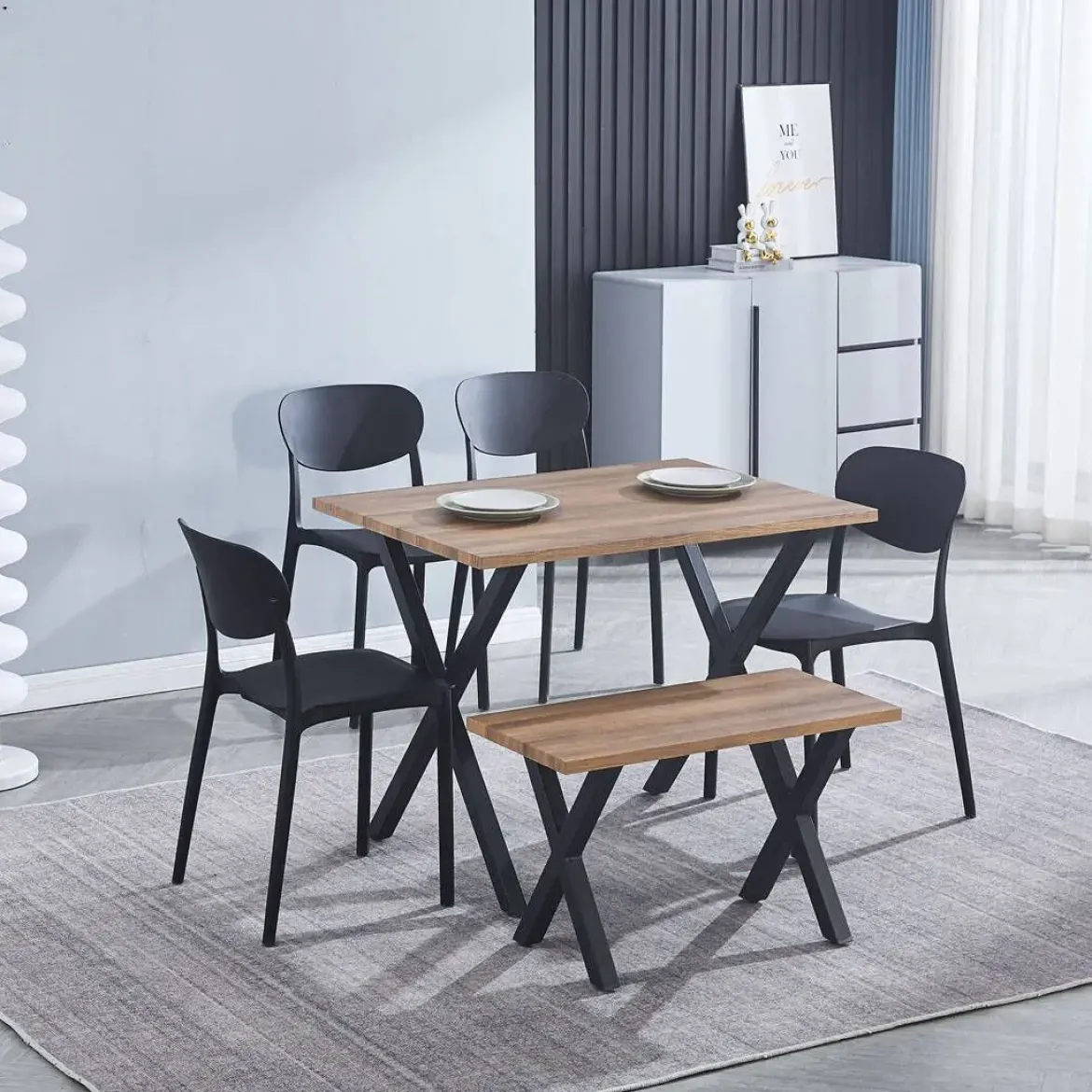 Mesa de Cocina con Patas de Aspa de color Negro VIDEL