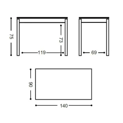 Mesa de Cocina con Patas de Metal y Tablero Laminado 148 ARCOS