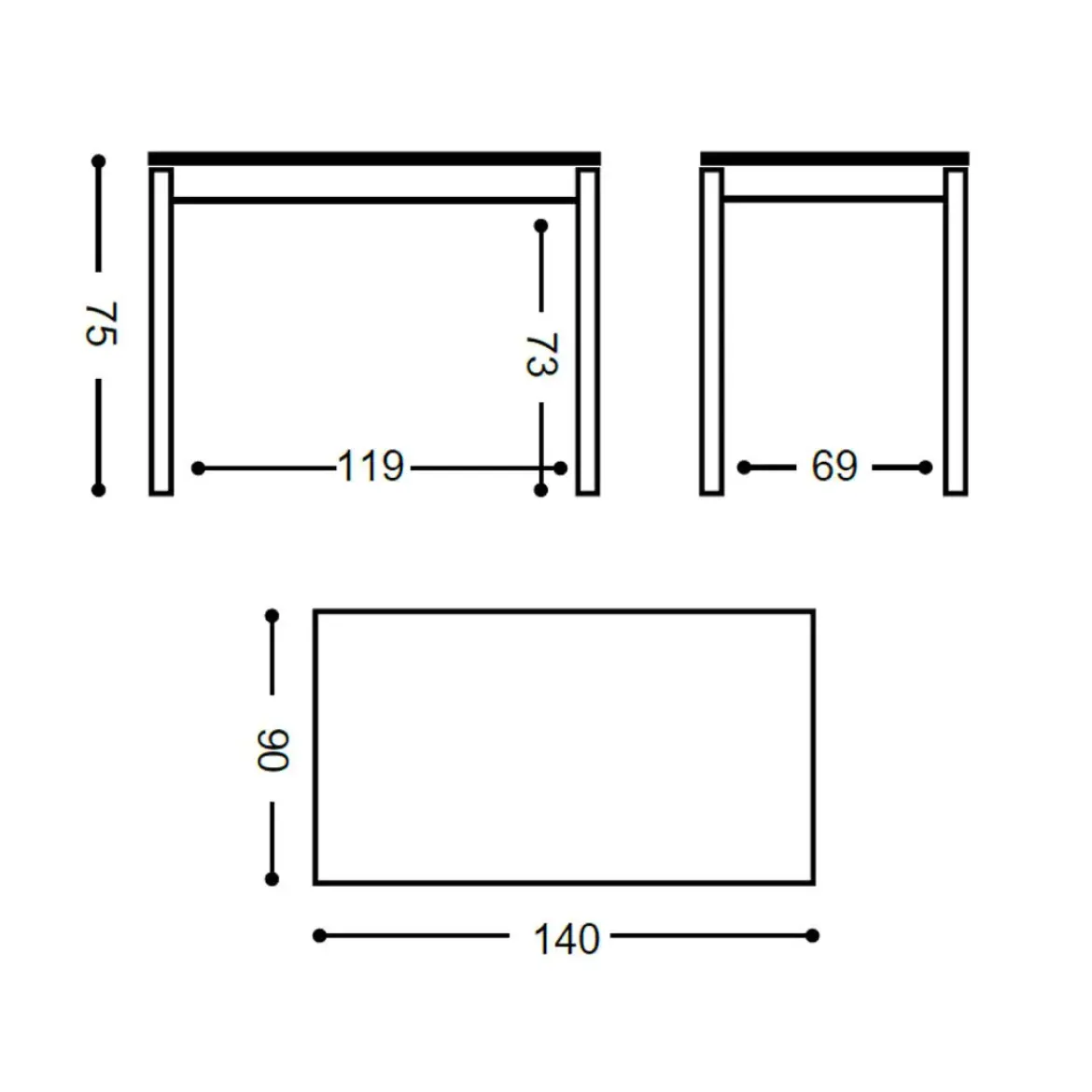 Mesa de Cocina con Patas de Metal y Tablero Laminado 148 ARCOS
