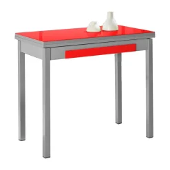 Mesa de cocina de 90x50 cm con apertura libro y tapa de cristal