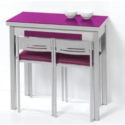 Mesa de cocina de 90x50 cm con apertura libro y tapa de cristal