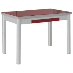 Mesa de Cocina Extensible Alas con Tablero de Cristal LEÓN 914/AL