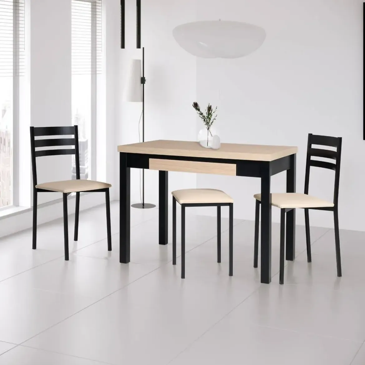 Mesa de Cocina Extensible Alas con Tablero Laminado RONDA 774/NG