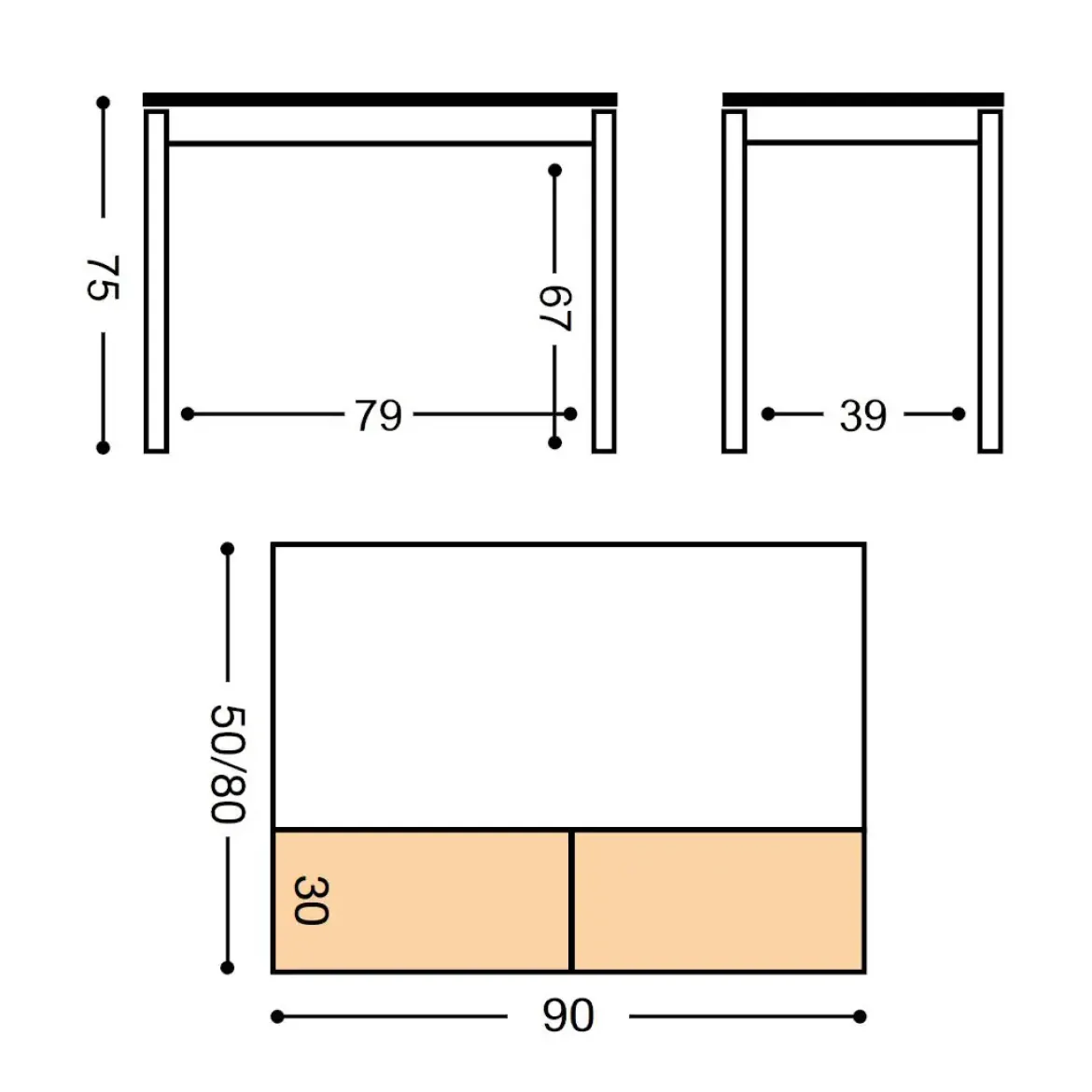 Mesa de Cocina Extensible Carro con Tablero Laminado 656/BL ANDRIA