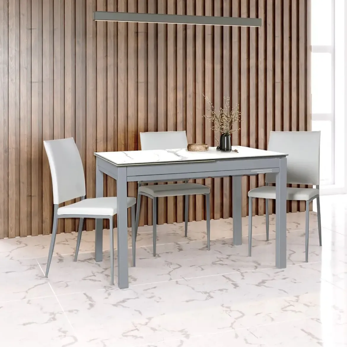 Mesa de Cocina Extensible Carro Doble con Tapa Laminada PESCARA