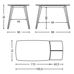 Mesa de Cocina Extensible tipo Carro de Madera 742 VENETO