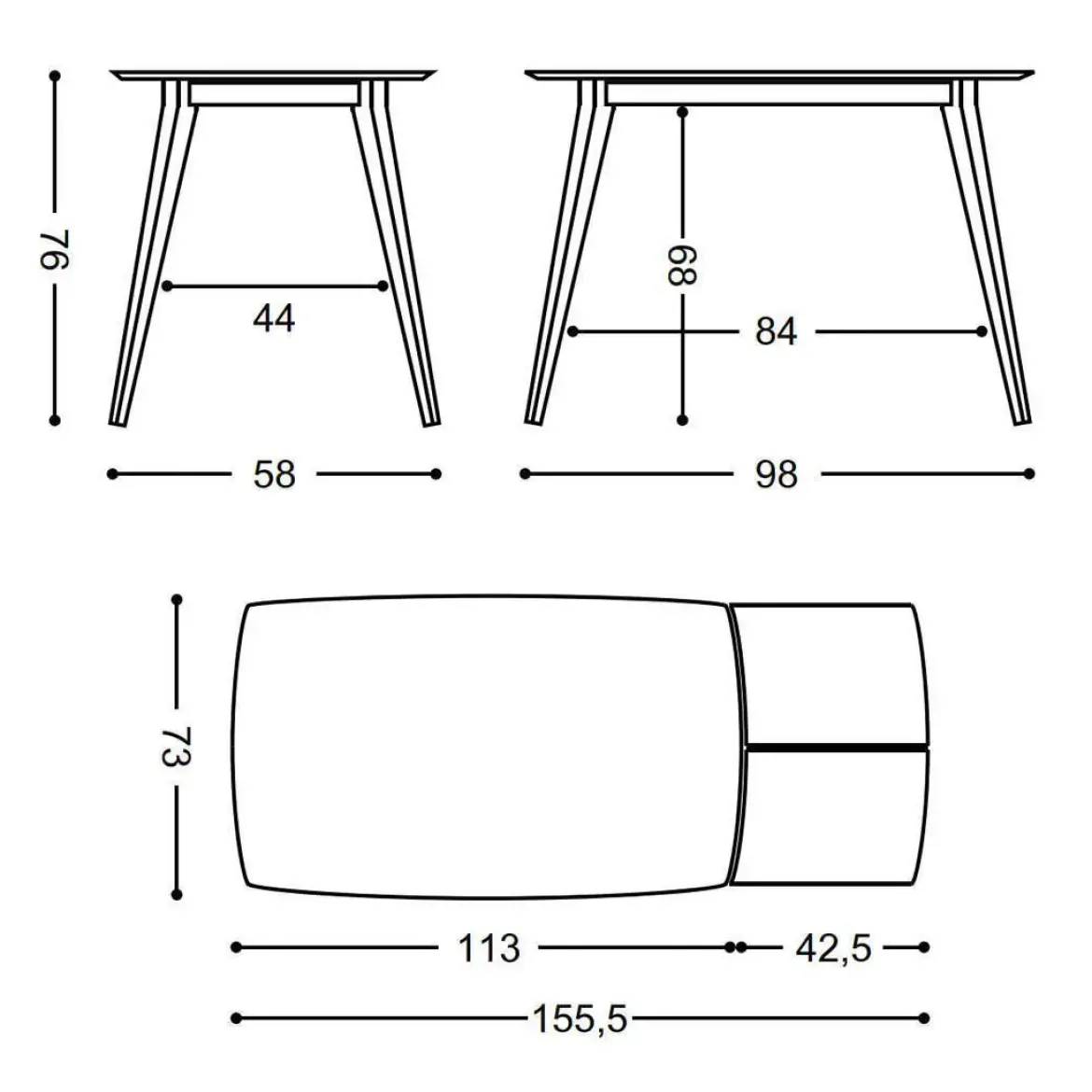 Mesa de Cocina Extensible tipo Carro de Madera 742 VENETO