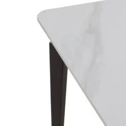 Mesa de comedor blanca y negra con patas de metal GABAR 11043