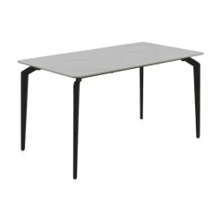 Mesa de comedor blanca y negra con patas de metal GABAR 11043