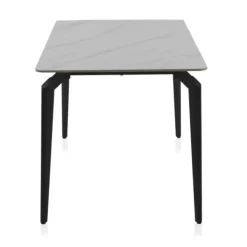 Mesa de comedor blanca y negra con patas de metal GABAR 11043