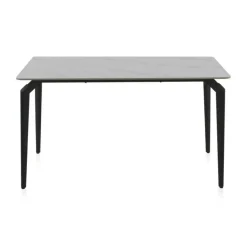 Mesa de comedor blanca y negra con patas de metal GABAR 11043
