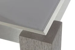 Mesa de Comedor con Cristal Templado Gris y Patas de Roble MB-189169