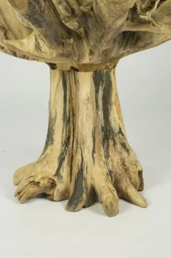Mesa de Comedor con Raíz de Teka Maciza y Vidrio 32-125