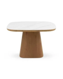 Mesa de Comedor Cuadrada de Madera-Cerámica Blanca GABAR 11419
