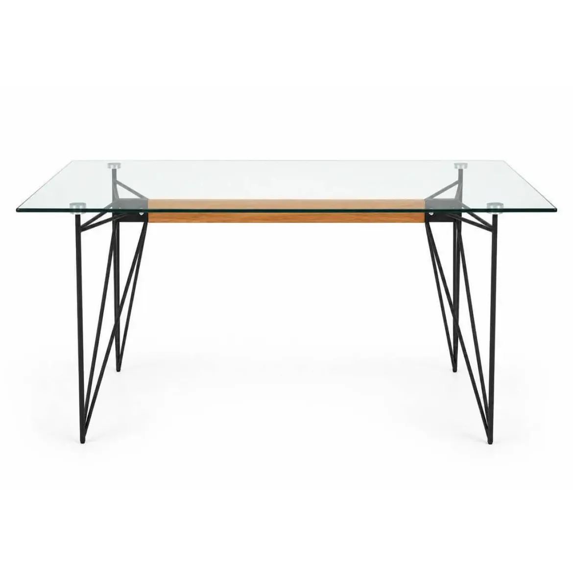 Mesa de Comedor de Cristal con Acero Negro BUCLE