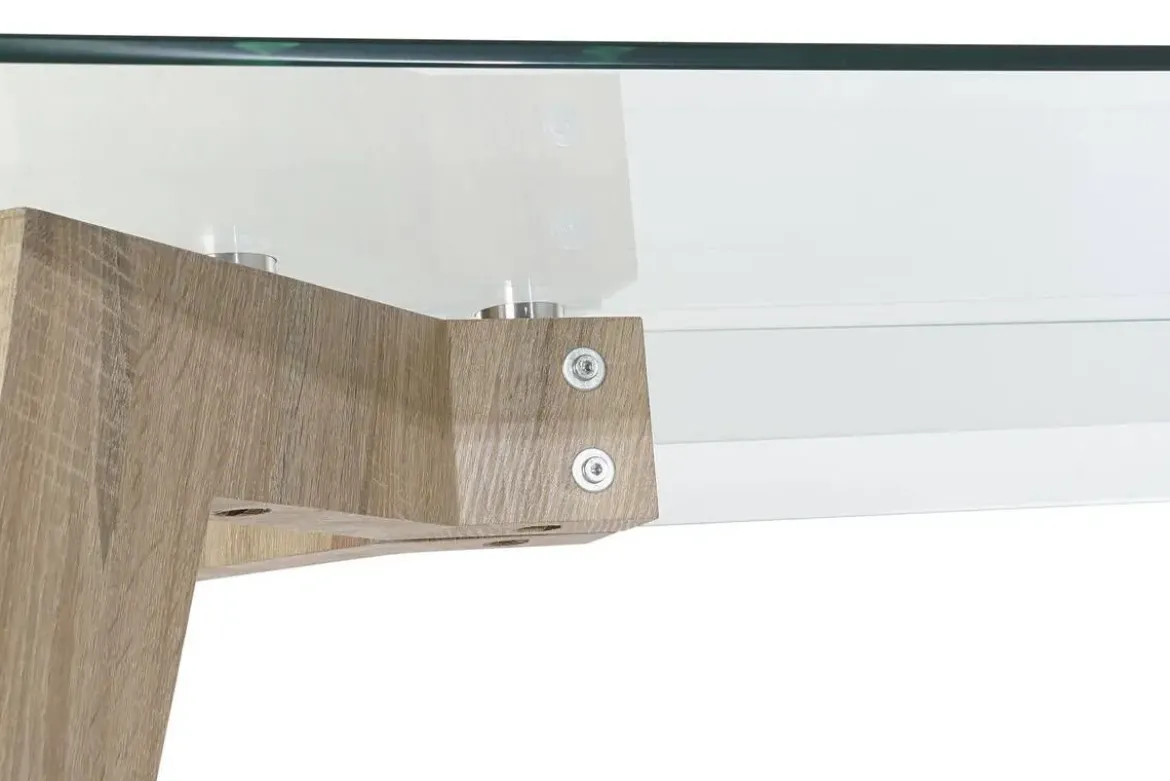 Mesa de Comedor de Cristal Templado 160 cm con Patas MDF MB-179590
