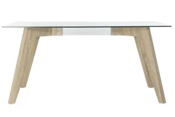 Mesa de Comedor de Cristal Templado 160 cm con Patas MDF MB-179590