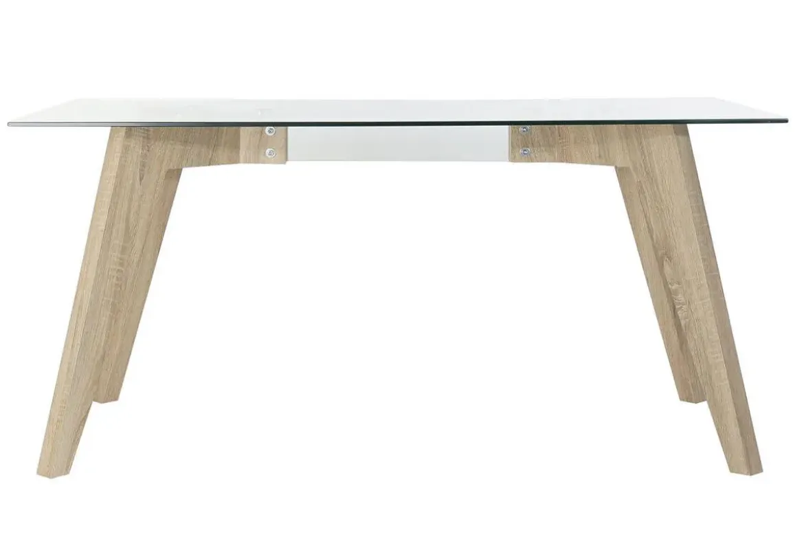 Mesa de Comedor de Cristal Templado 160 cm con Patas MDF MB-179590