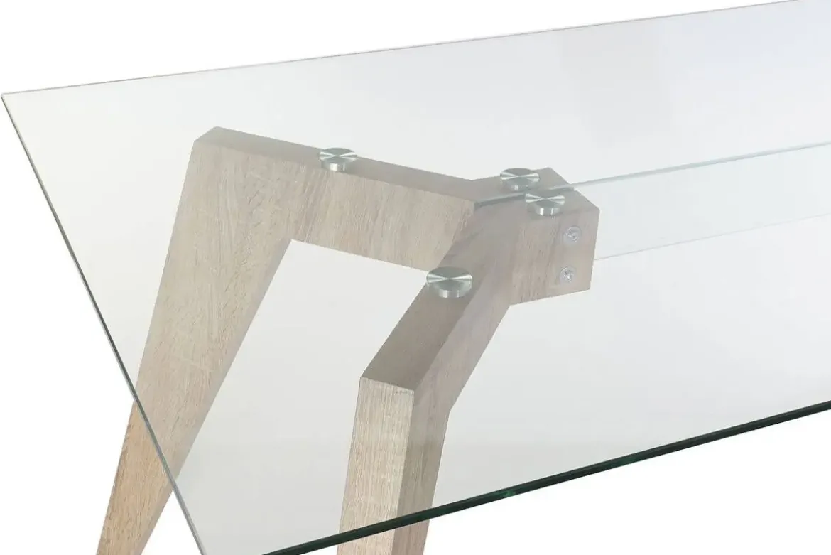 Mesa de Comedor de Cristal Templado 160 cm con Patas MDF MB-179590