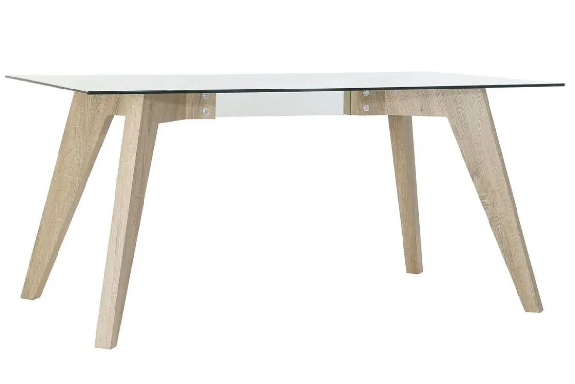 Mesa de Comedor de Cristal Templado 160 cm con Patas MDF MB-179590