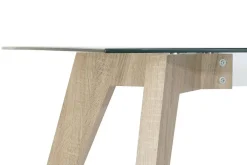 Mesa de Comedor de Cristal Templado 160 cm con Patas MDF MB-179590