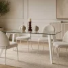 Mesa de Comedor de Cristal Templado Blanco con Patas MDF MB-207701