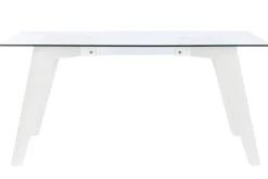 Mesa de Comedor de Cristal Templado Blanco con Patas MDF MB-207701