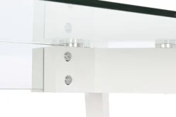 Mesa de Comedor de Cristal Templado Blanco con Patas MDF MB-207701