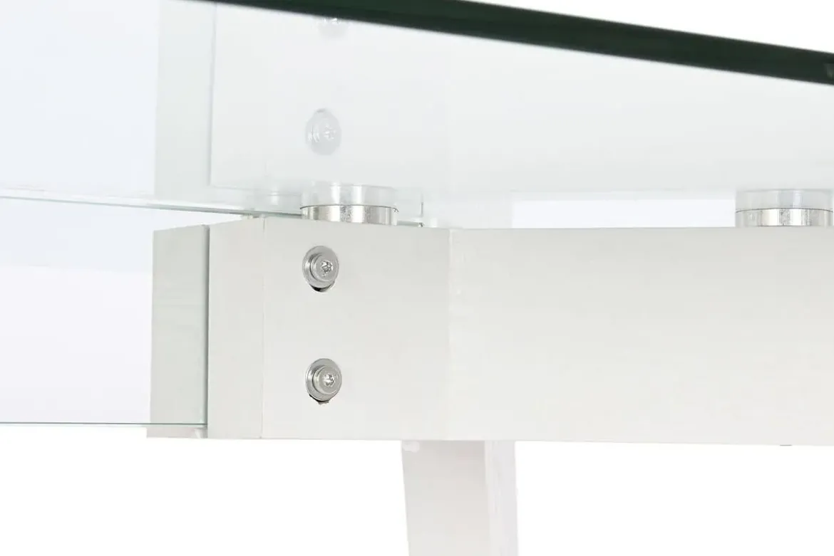 Mesa de Comedor de Cristal Templado Blanco con Patas MDF MB-207701